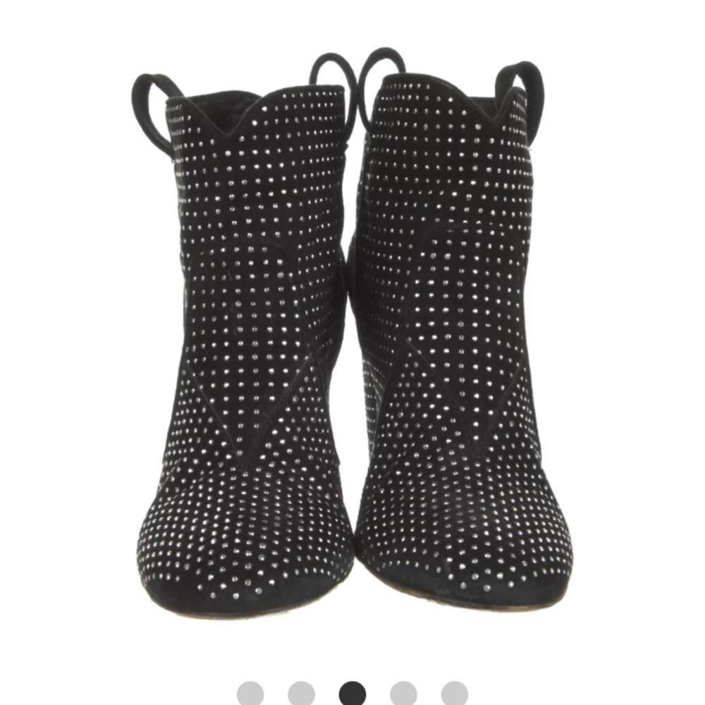 BlackSuede Beaded Riding Boots by Laurence Dacade Size 10